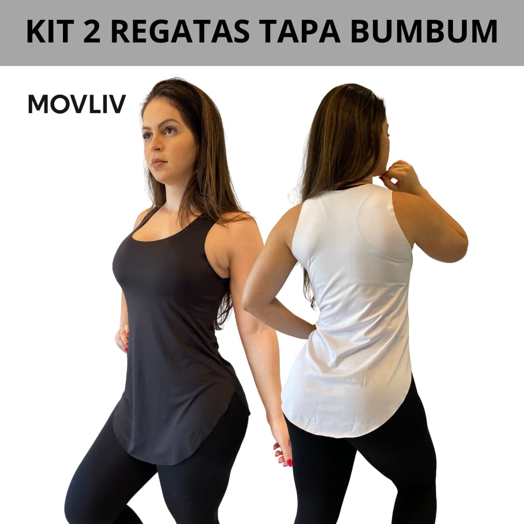 Kit 2 Regata Feminina Fitness Basica Tapa Bumbum Soltinha Academia Crossfit Corrida Malhar Treino