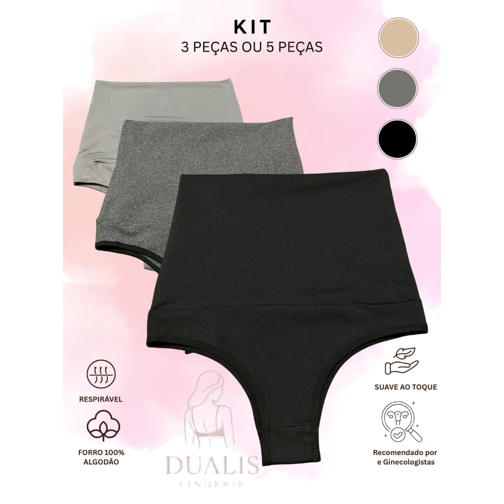 Cinta Modeladora Alta Compressão Cós Duplo Dualis - Unidade ou Kits 3 e 5 | Não Enrola