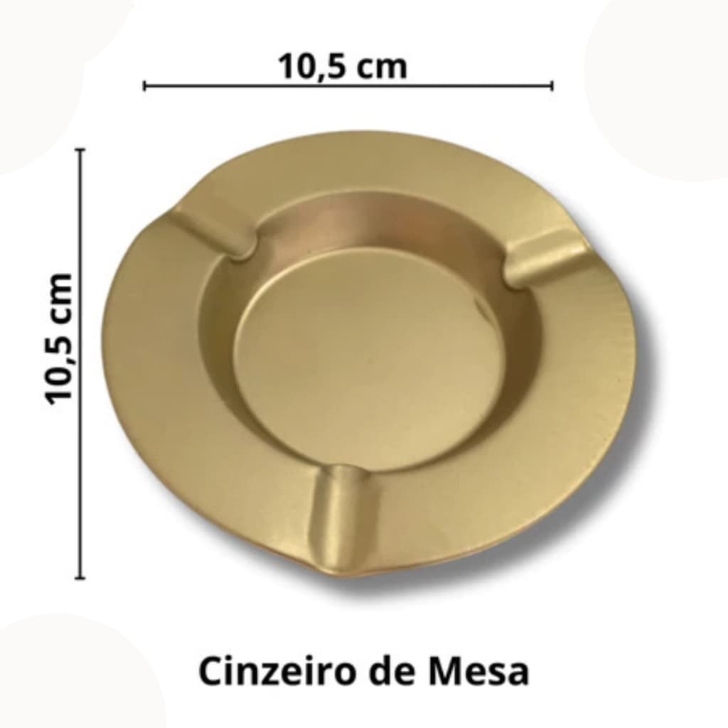 Kit 12 Cinzeiros Redondo Dourado Coletor de Resíduos Para Bares Lanchonetes Resistente Lavável
