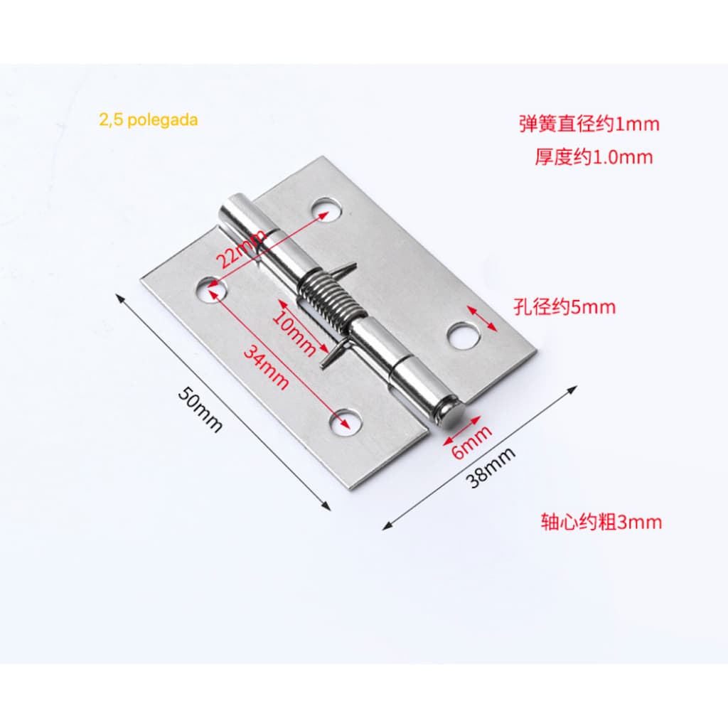 KIT Dobradiça 2 Polegadas c/ Mecanismo Fechamento Automático c/ Mola (parafusos não incluídos) NOVA