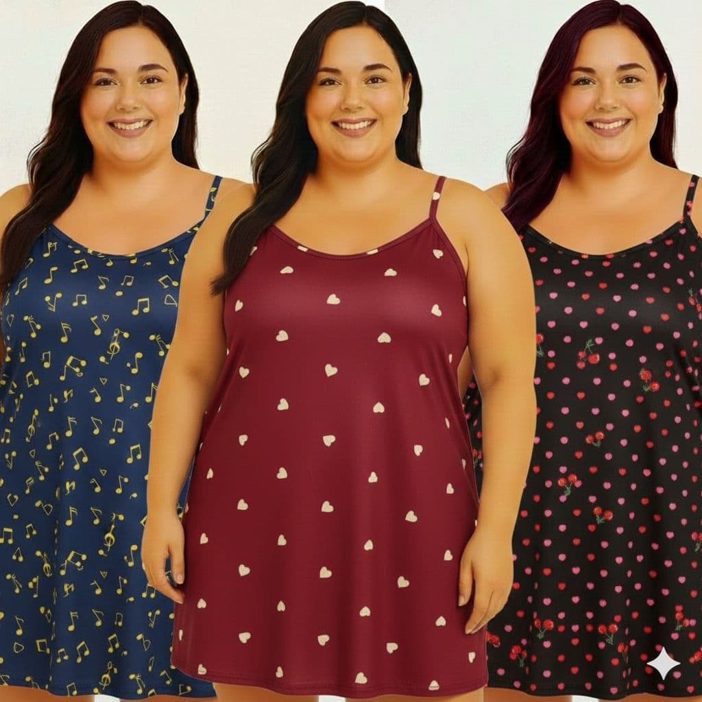 KIT 3 Camisolas PLUS SIZE Camisola Extra Grande 44-46-48-50