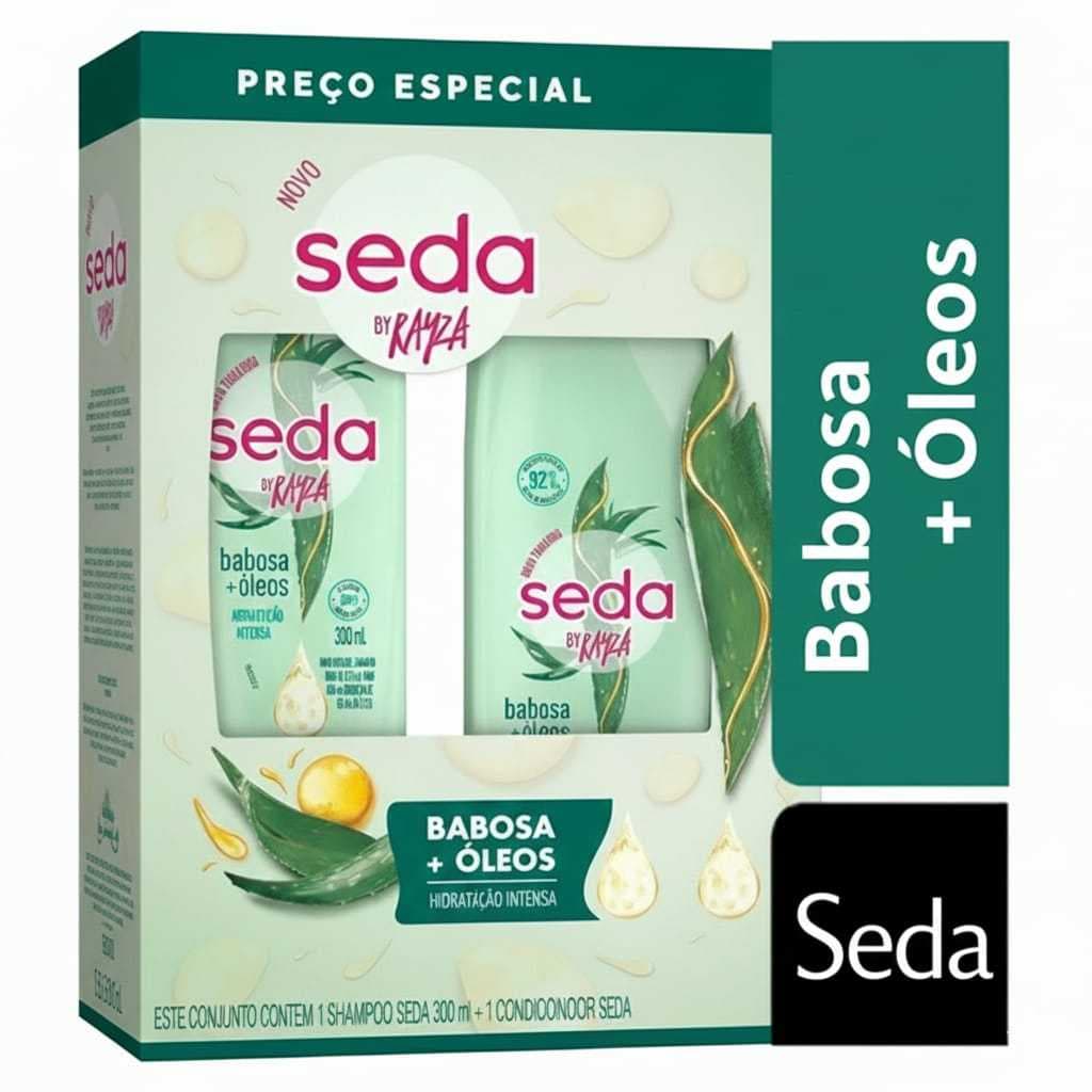 Kit Babosa Seda Shampoo 300ml + Condicionador 190ml ( Babosa + Óleos )