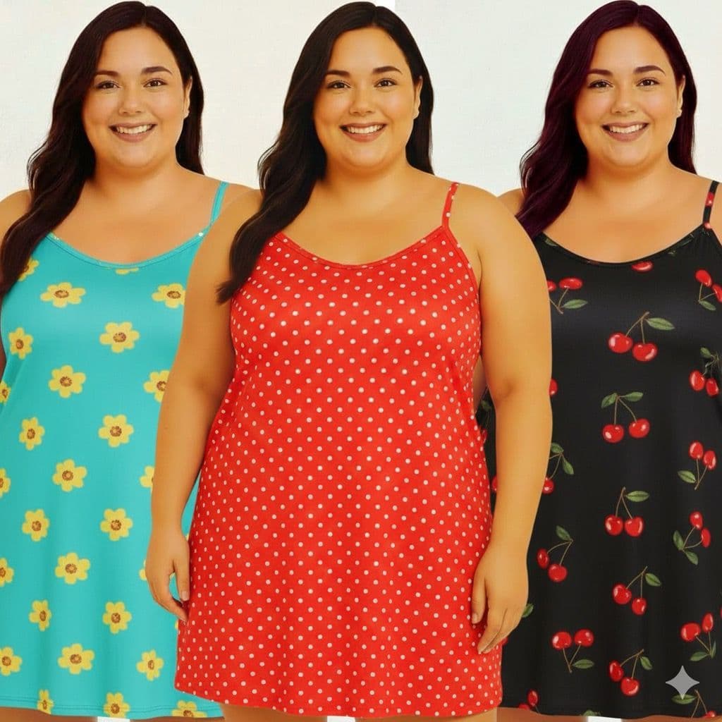 KIT com 3 Camisolas PLUS SIZE 44-46-48-50