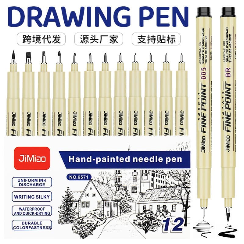 6/12 Pcs Manga Agulha À Prova D'água Gancho Linha Canetas Conjunto Para Esboço Desenho Escola Material De Papelaria