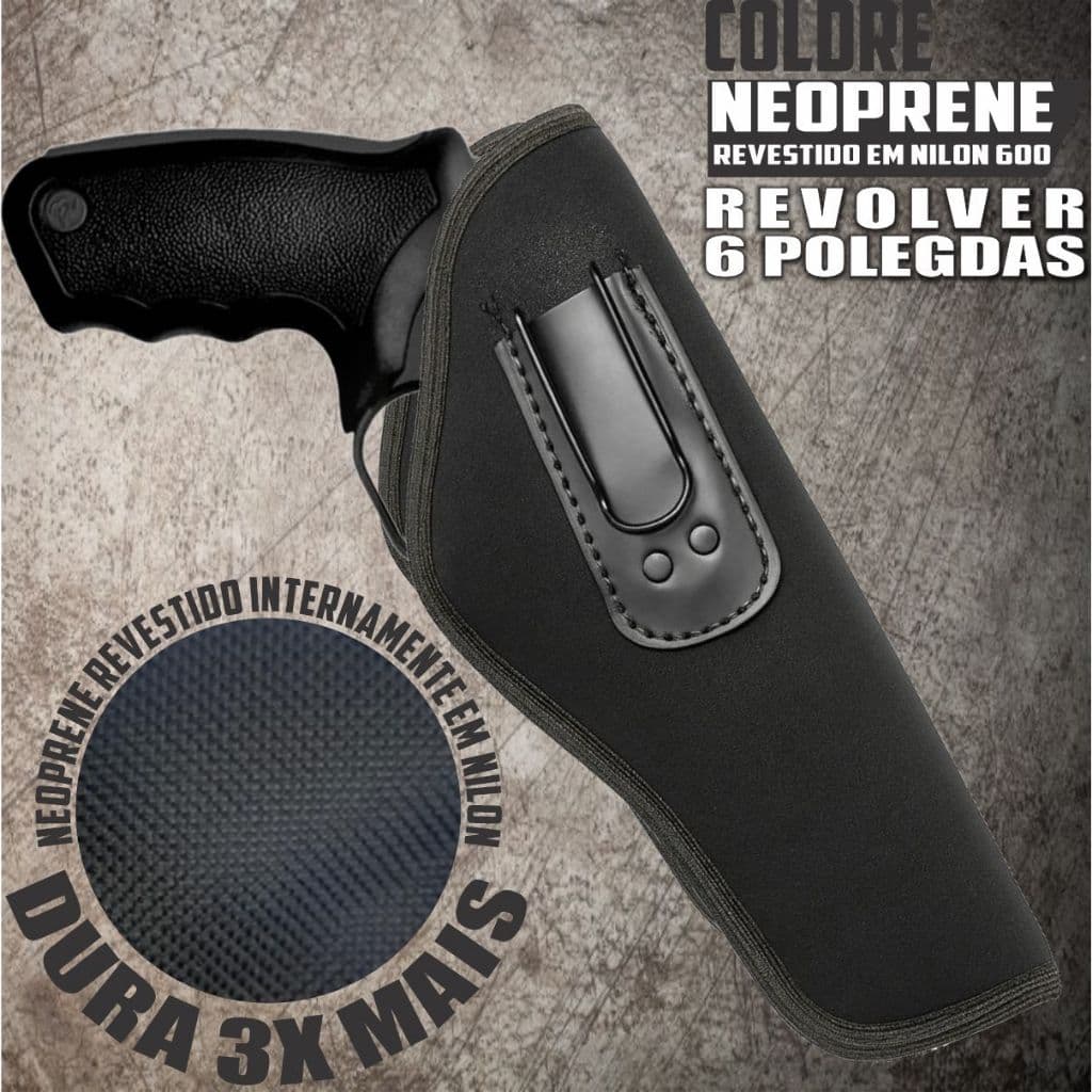 Coldre Neoprene Revestido em Nilon para Revolver de 6,5 - 6 Polegadas.