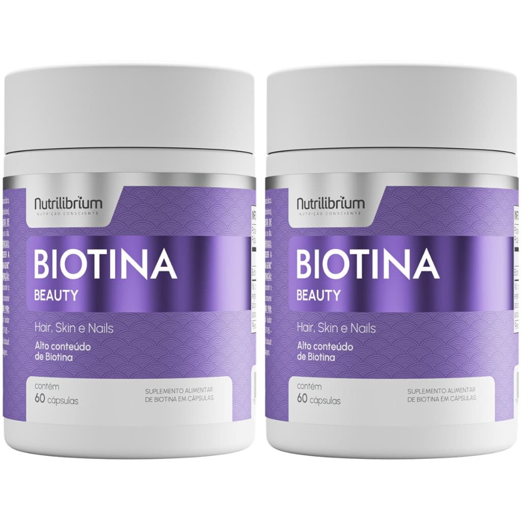 Kit 2x Biotina 100% Pura Beauty Cabelos Pele Unhas 120 Caps Nutrilibrium