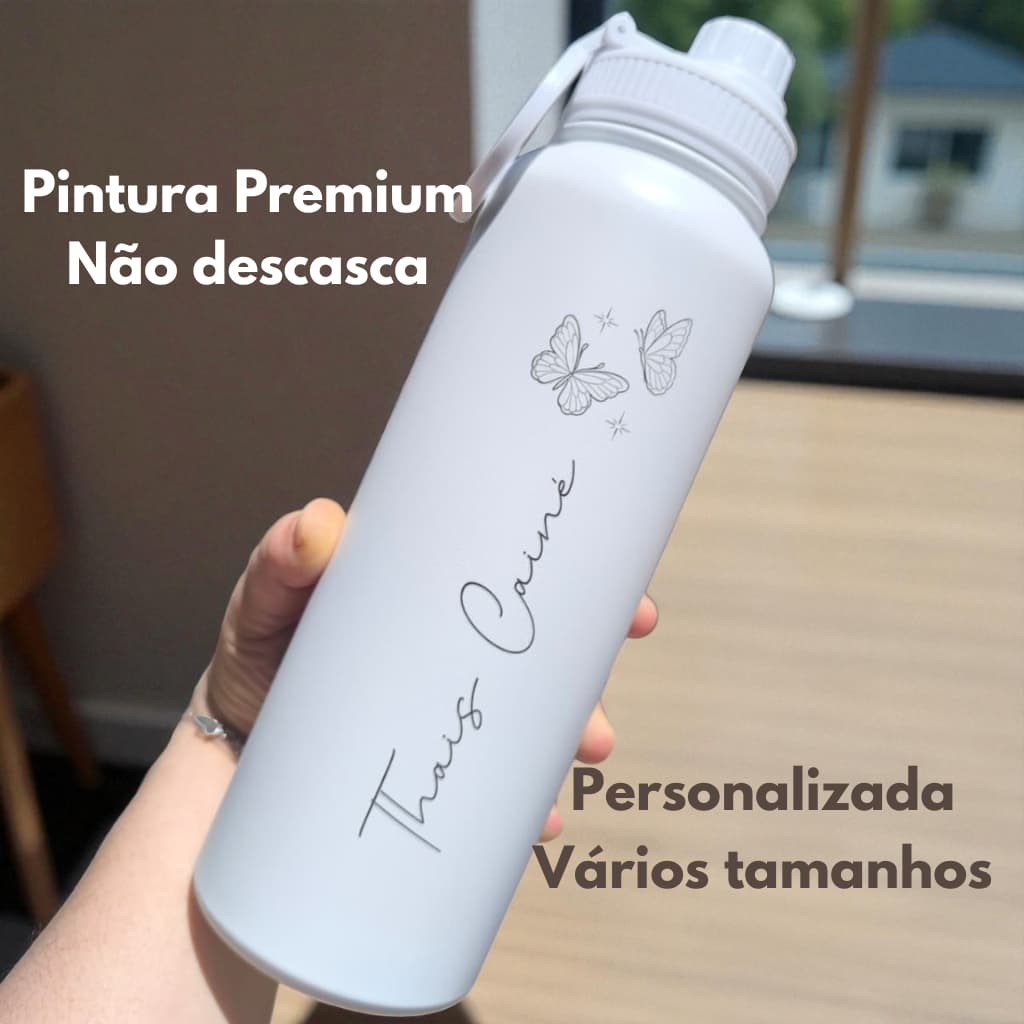 Garrafa Térmica Tinta Premium 550ml/750ml/850ml/973ML/1,2L Personalizada com Nome Academia