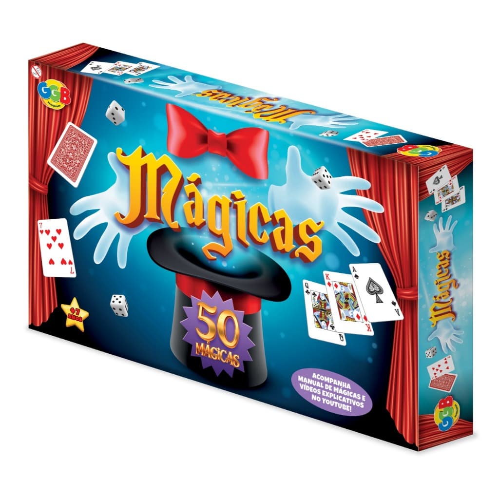 Jogo de Mágicas 50 Truques – GGB Brinquedos Kit com Acessórios e Manual Infantil