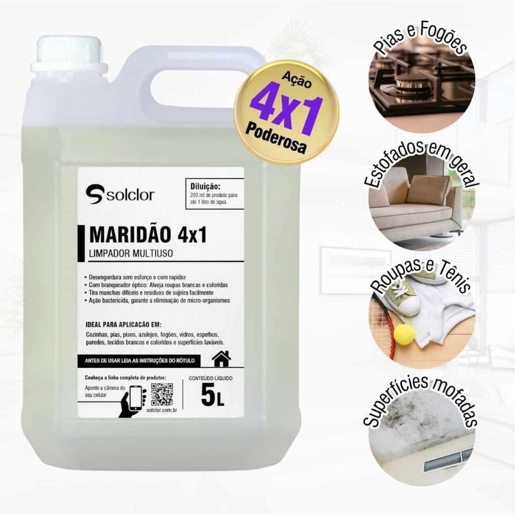 Limpador Multiuso Maridão 4x1 5L Solclor – Ação Profunda e Desengordurante
