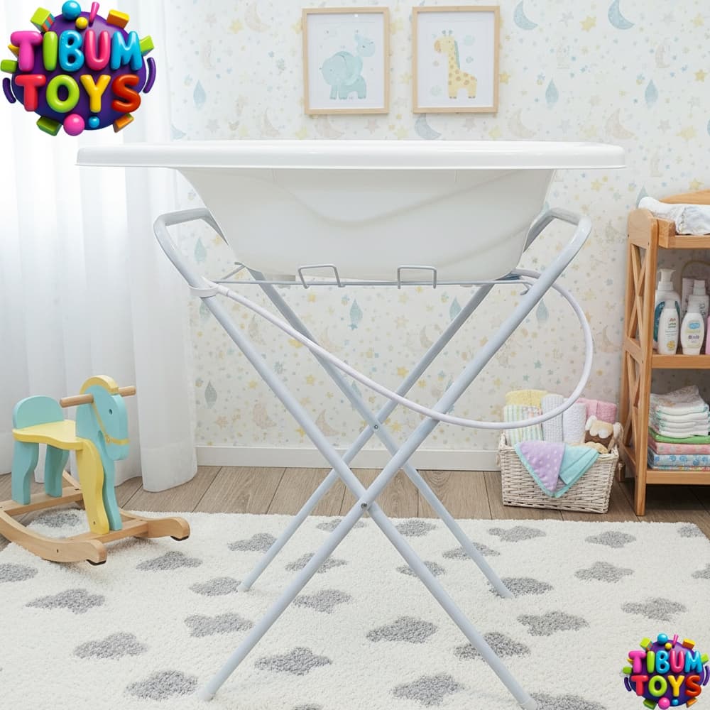 Banheira de 25 Litros Com Suporte Desmontável Prático Compacto Bebe Banho Rescem Nascido