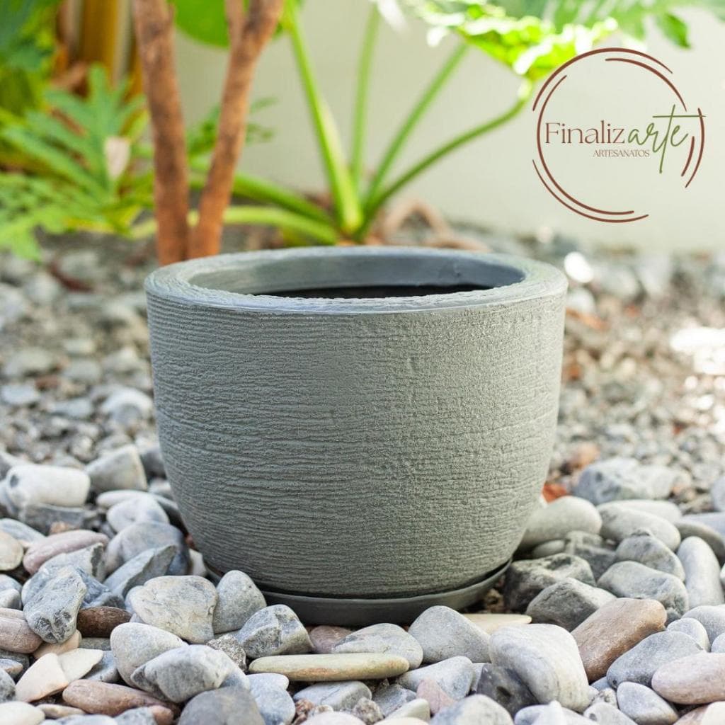 Vaso para Plantas e Flores Cone Bojo Escovado Decorativo em Polietileno Jardim Varanda N°1