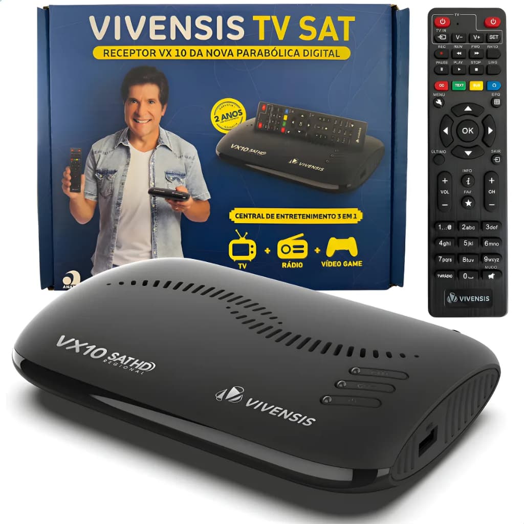 Receptor Vivensis VX10 Nova Parabólica Sathd Regional Via Satélite Sky ou Claro Garantia 2 anos