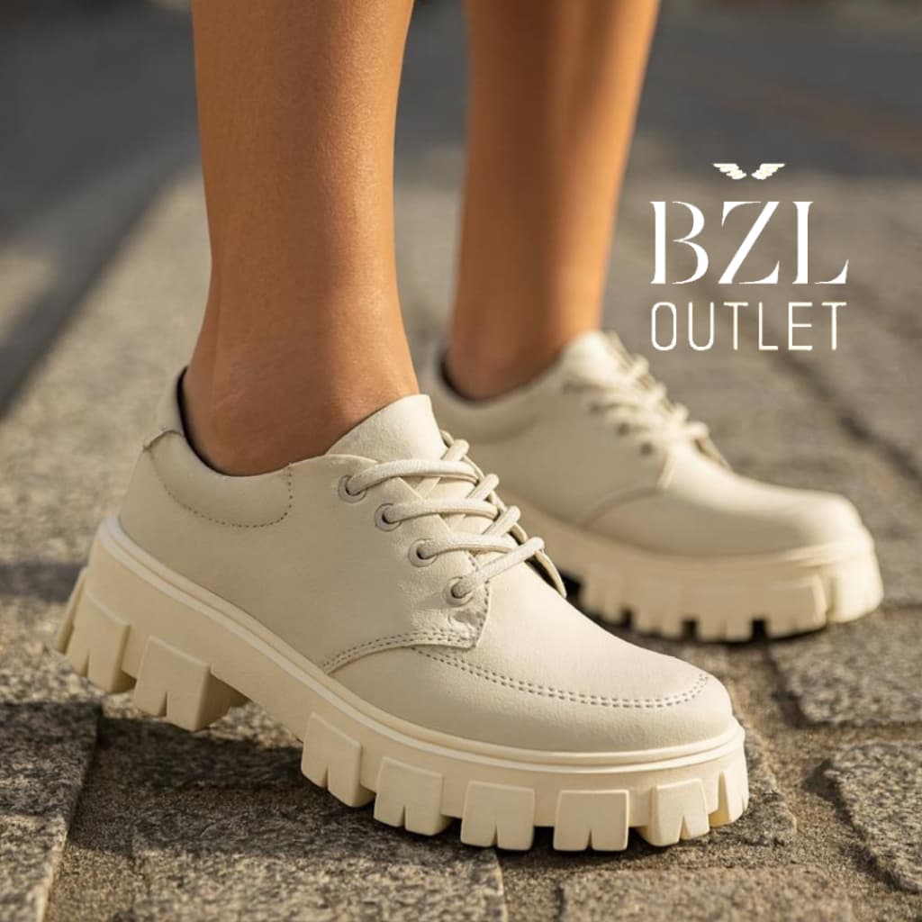 Sapato Oxford Tratorado Off White Casual de Amarrar Chunky