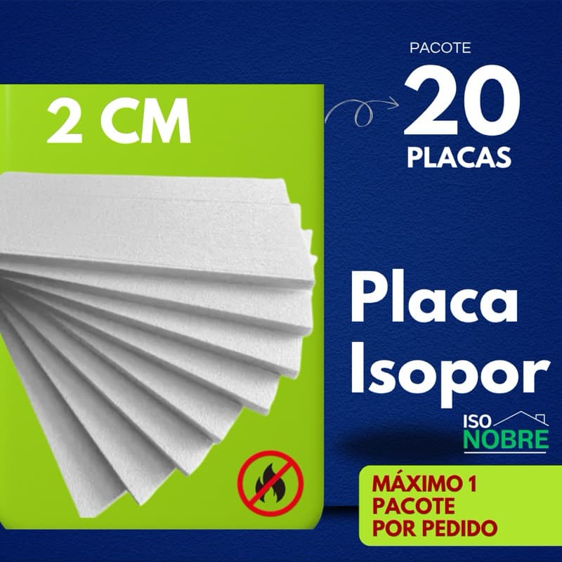 Kit 20 Placas de Isopor EPS Tipo 1 Anti-Chamas – Isolamento Térmico e Acústico para Construção Civil