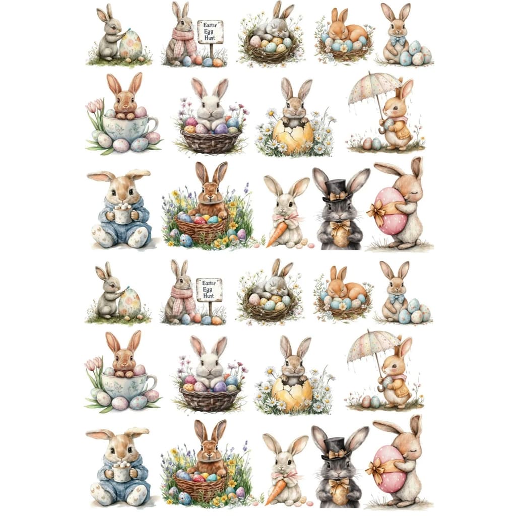 Decalque Porcelana Forno Caseiro - Coelhinhos Pascoa 1