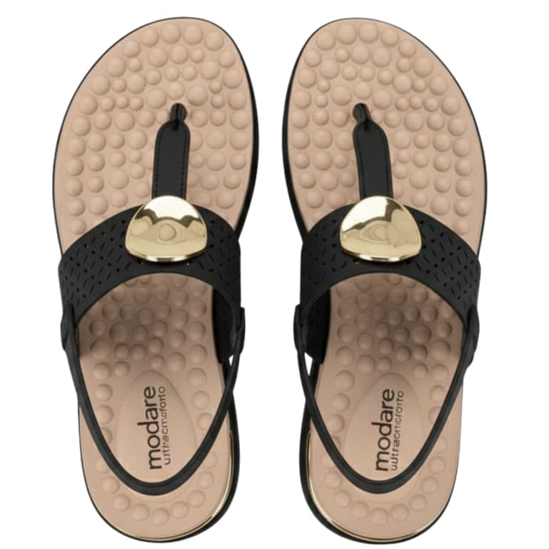 Sandalia Modare Feminino Anabela Ortopédica Com Pedra