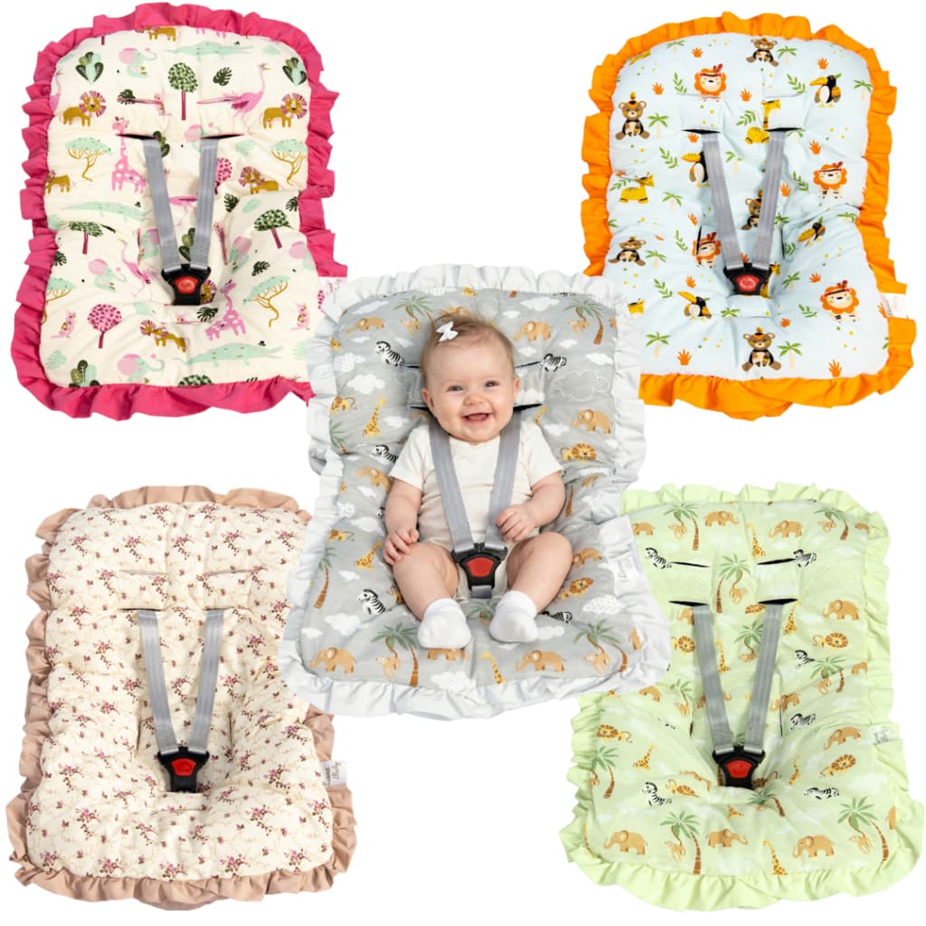 Capa de Bebê Conforto Macia 100% Algodão Acolchoada com Elástico Estampada menino menina