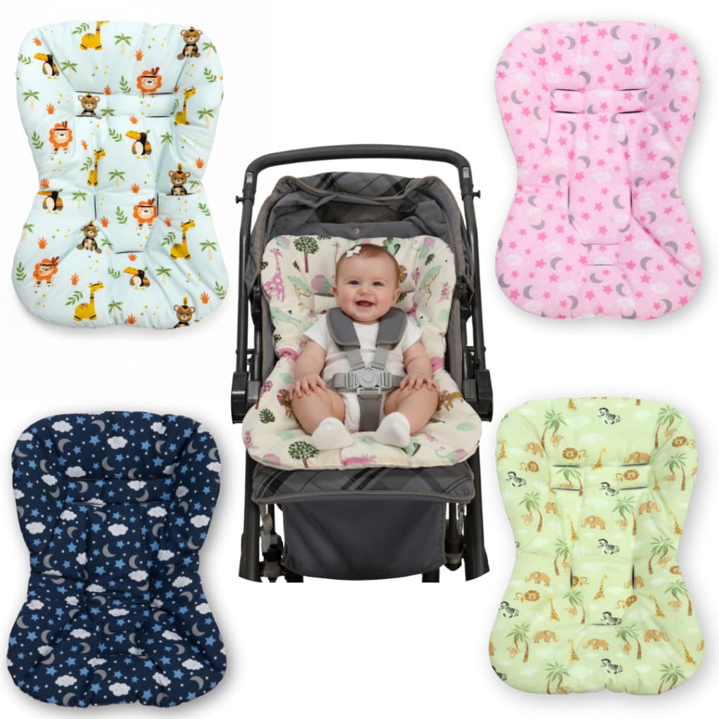Capa Colchonete Carrinho 100% Algodão acolchoada todos os tamanhos universal Estampada menino menina