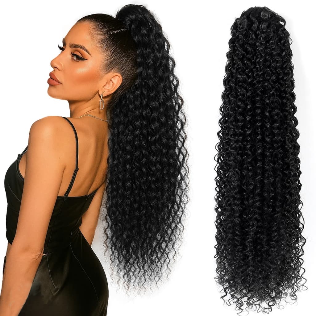 100CM Aplique Rabo De Cavalo Bio Fibra Cacheado