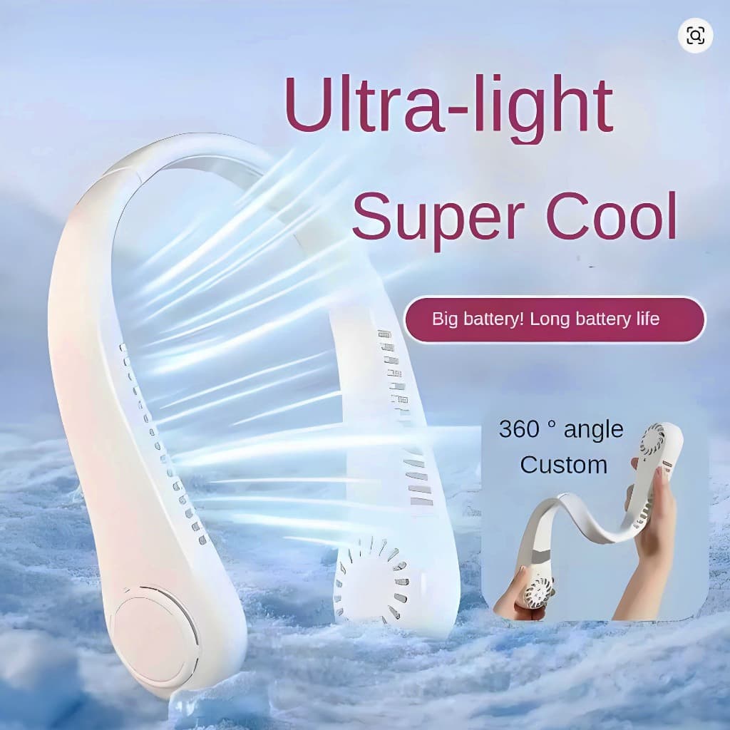 Ventilador de Pescoço Flexível USB Recarregável - Refrigeração Rápida para Viagem, Treino e Camping F8
