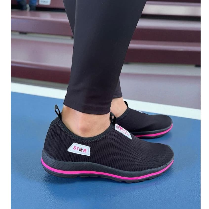 Tênis Academina Feminino e Masculino Calce Fácil Confortável Caminhada Treino Malhar