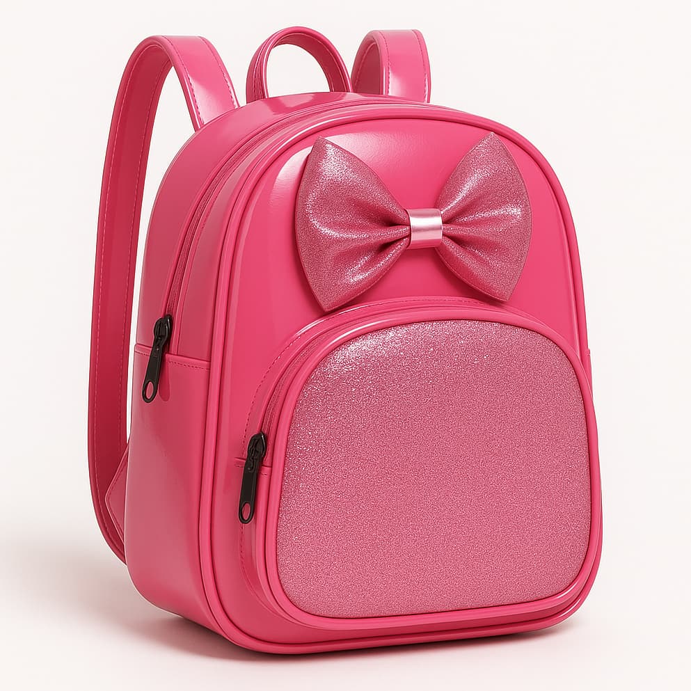 Mochila Infantil Feminina com Laço Glitter Luxo Brilhante para Escola Creche Passeio Leve e Linda
