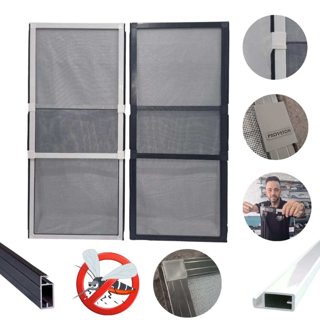 Tela Mosquiteiro Regulável Varias Medidas para Janelas Pequenas e Grandes Perfil Alumínio Reforçado