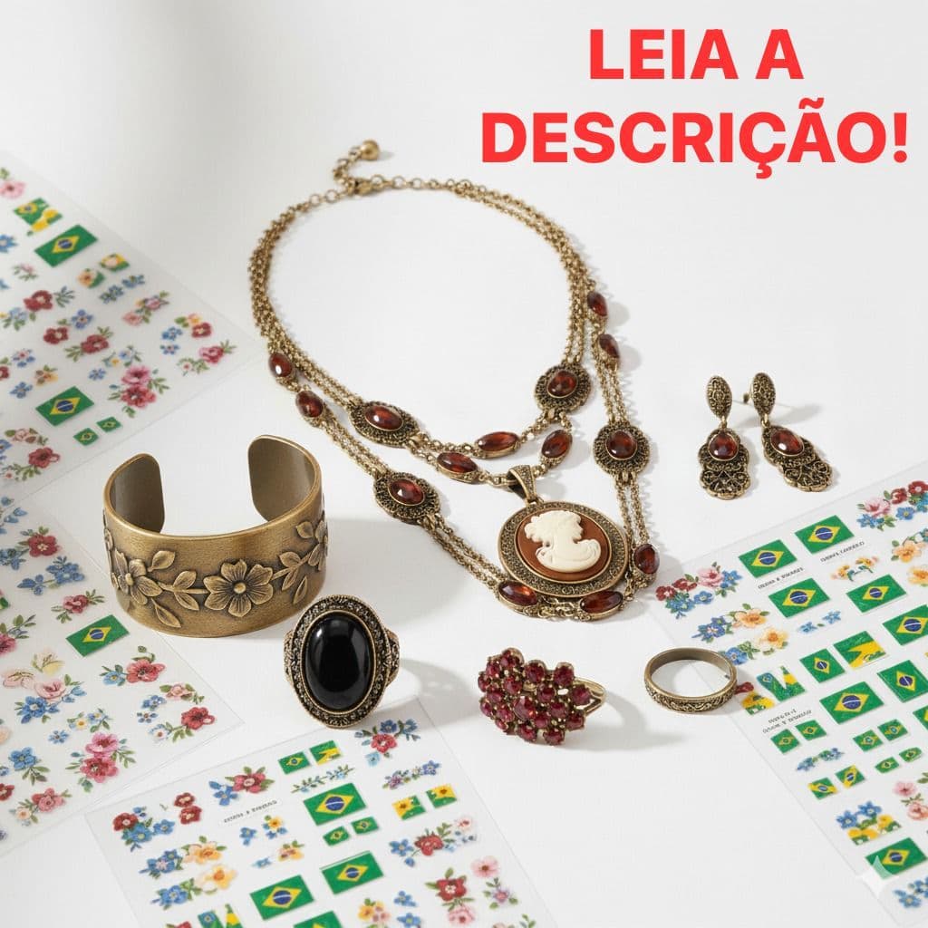 Kit 10 Bijuterias Sorrtidas Tiaras Pedrarias Aneis Colares Brincos Chaveiros