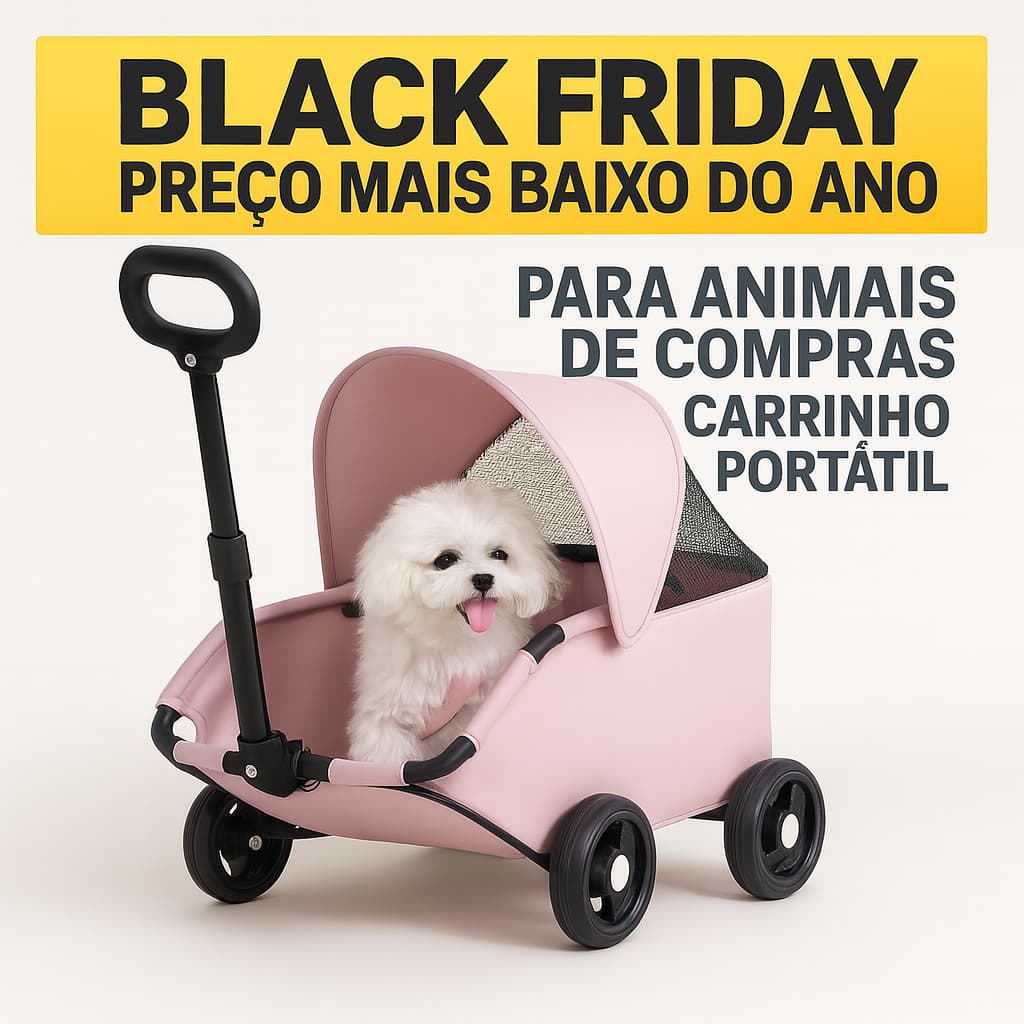 Carrinho Pet Dobrável p/ Cães e Gatos – Leve, Portátil e Ideal p/ Passeios