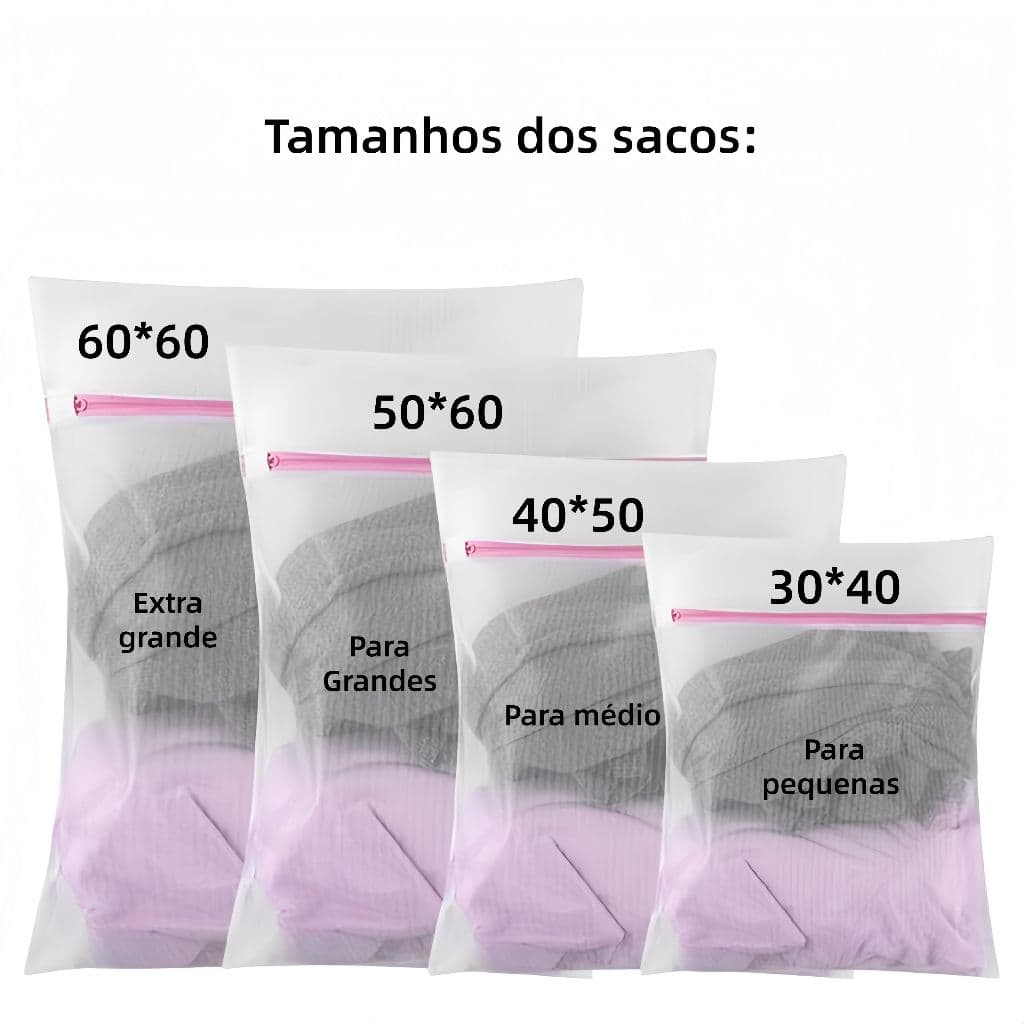 KIT 5-10 Sacola de Lavagem Multifuncional – Segura, Durável e Portátil - Saco para Lavar Roupas