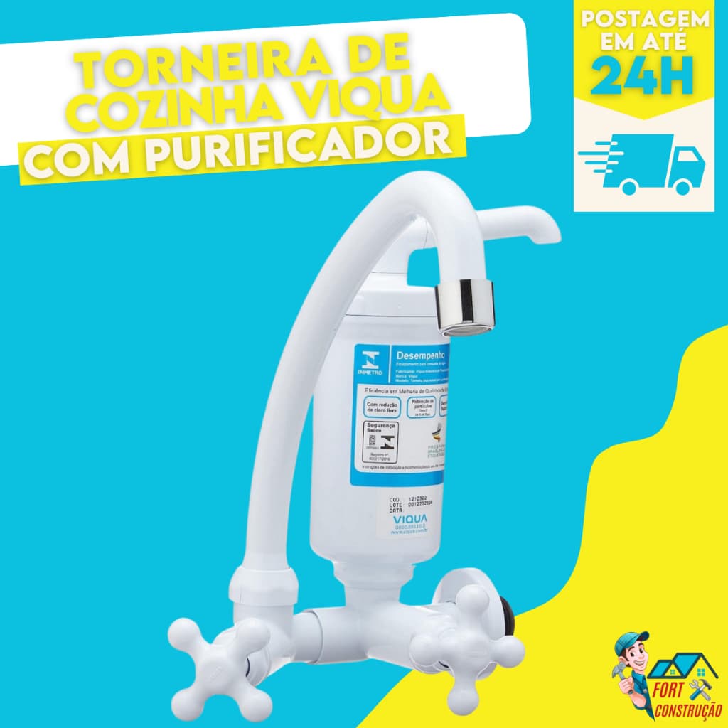 Torneira Filtro Branca Bica Móvel VIQUA ABS Arejador Tripla Filtração