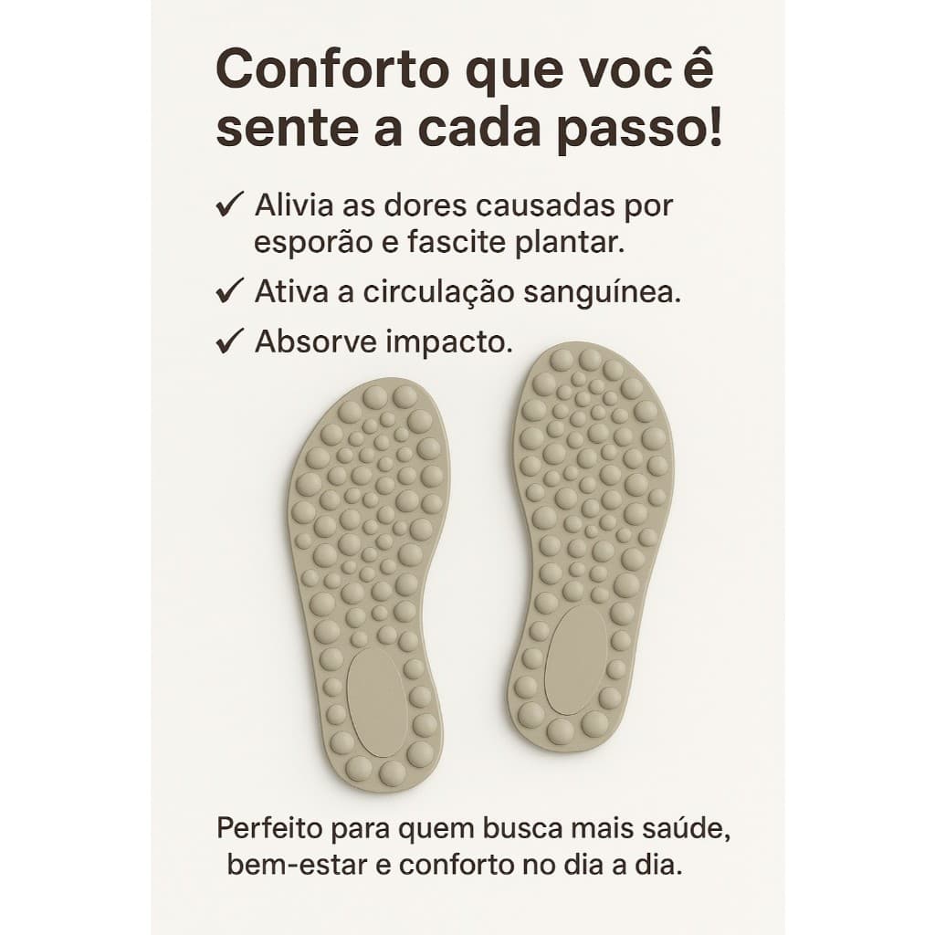 Palmilha Ortopédica Com Esferas Massageadoras Para Fascite Plantar e Circulação Sanguínea