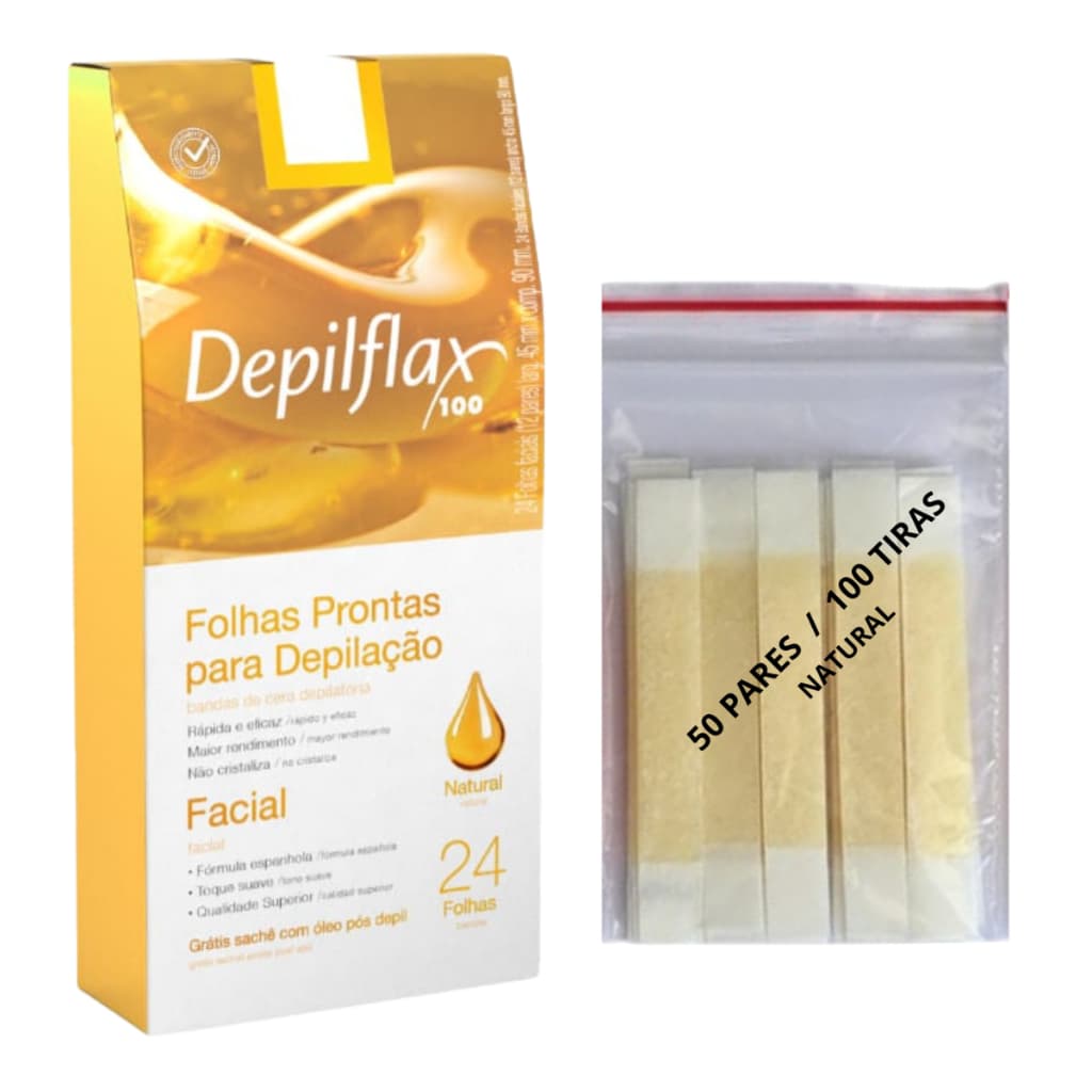 50 Pares de Tiras Depilflax p/Depilação de Sobrancelhas Natural