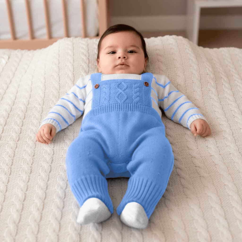 Macacão Bebê Menino e Menina Manga Longa Tricot Premium Jardineira Recém Nascido  Saia Maternidade