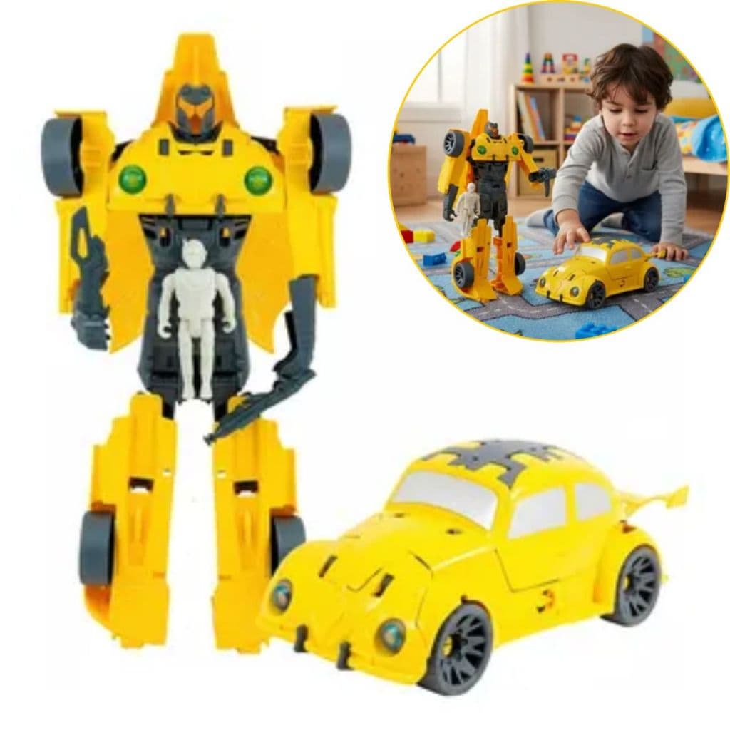 Carrinho Infantil Fusca Vira Robô Super Guardiões da Terra Brinquedo Estilo Transformers