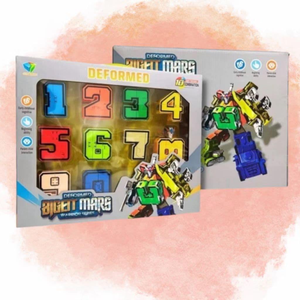 Brinquedo Robô Numérico Educativo Transformer Big Warrior 10 Números Monta e Desmonta, 10 Brinquedos em 1 Só