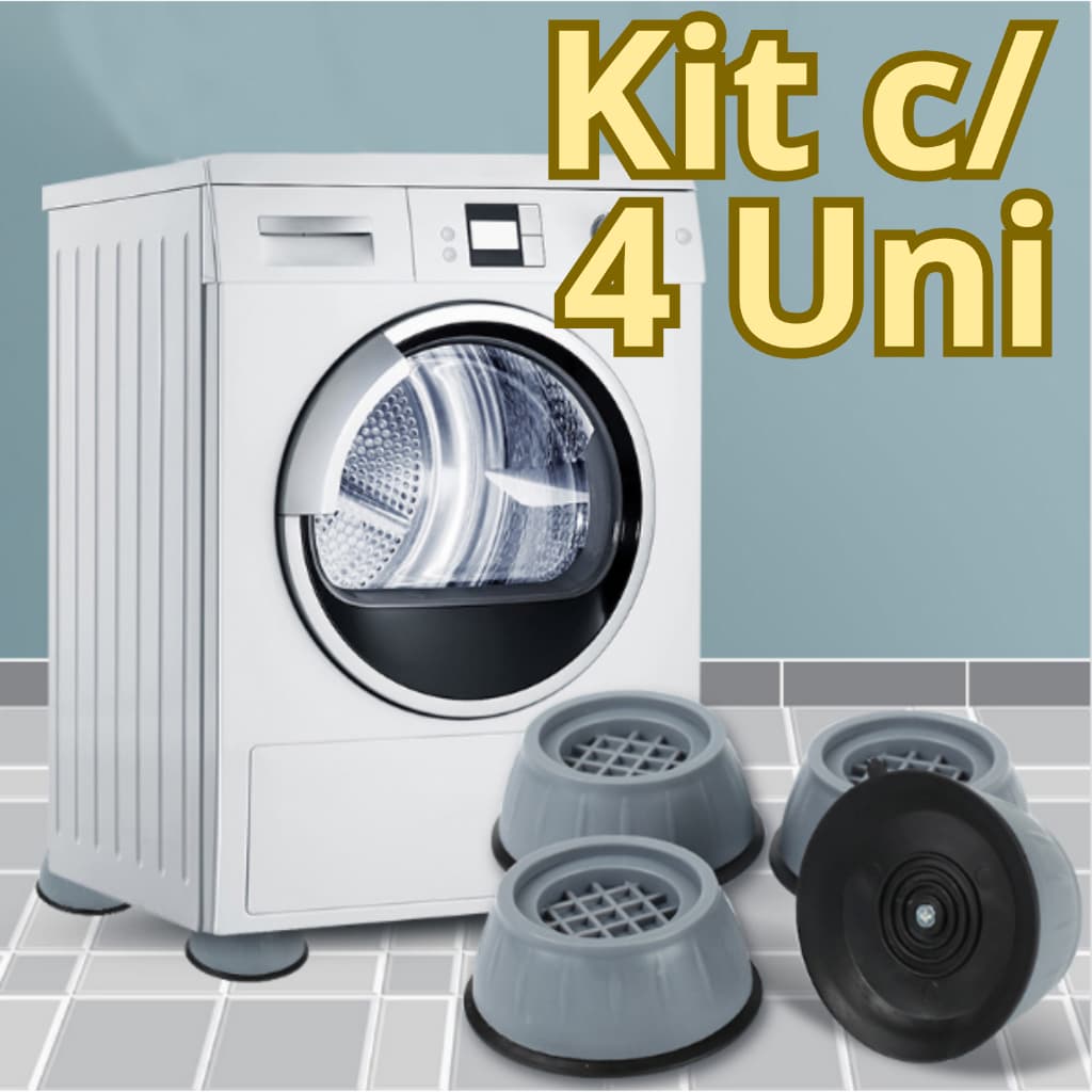 Kit 4 Pé de Máquina de Lavar Lava e Seca Secadora Geladeira Fogão Anti vibração Antiderrapante