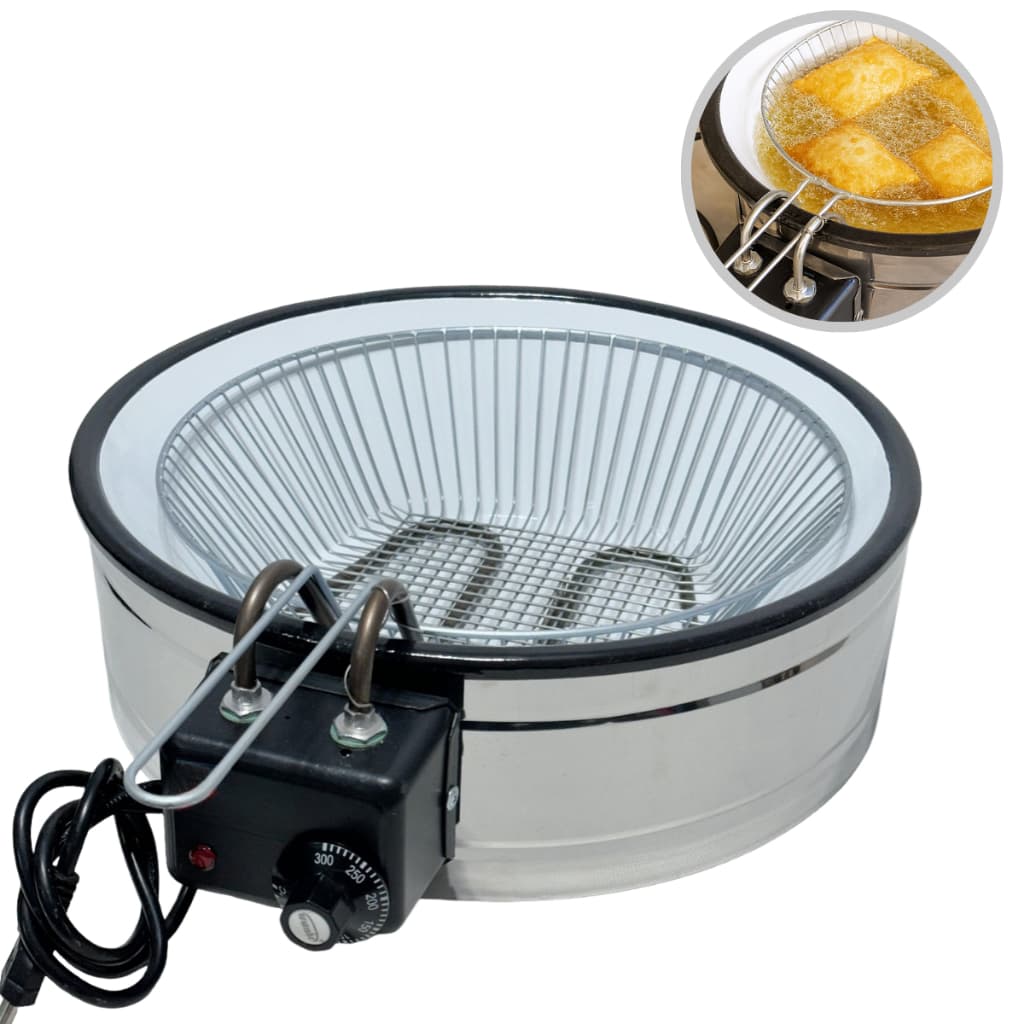 Fritadeira Elétrica Tacho 7 Litros Inox Redonda Industrial Esmaltada Pastel Pasteleiro 110v ou 220v
