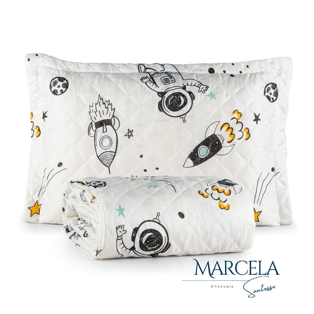 Kit Cobre Leito Solteiro 2 Peças Matelado Quadriculado