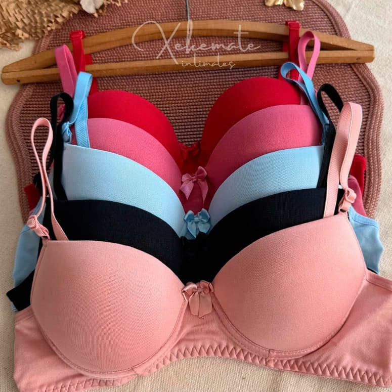 Kit Sutiãs com Bojo Basico Dia a Dia Conforto Lingerie Feminina Mulher Soutien Clean