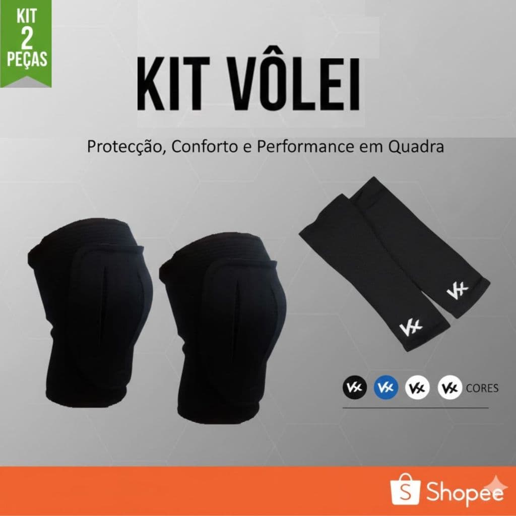 Kit Vôlei - Manguito Curto Kanxa + Joelheira com Feltro - Manguito de Volei e Joelheira