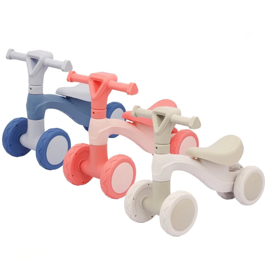 Bicicleta Andador de Equilíbrio sem Pedal com 4 Rodas Balance Bicicletinha Quadriciclo de Passeio
