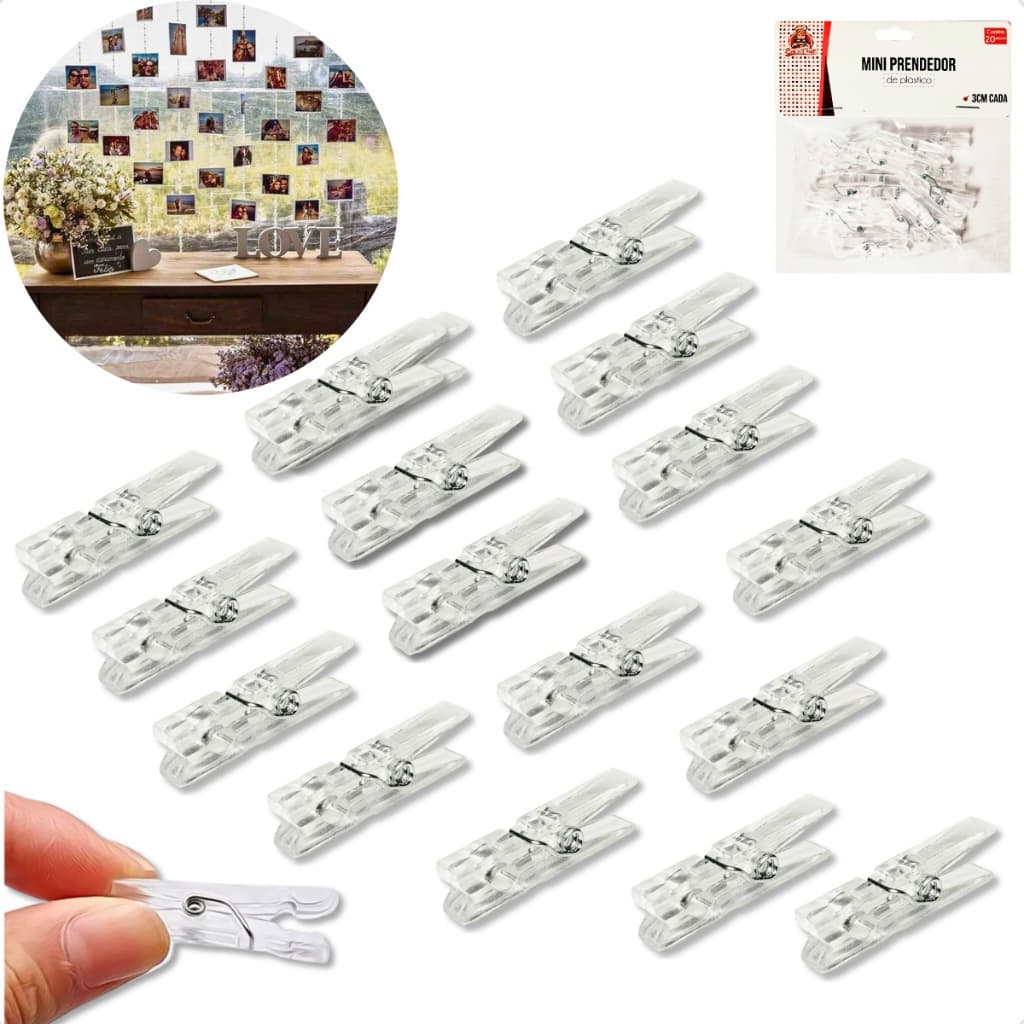 mini prendedor pregador transparente decoração varal mural fotos artesanato festas lembrancinhas 20/40/60/80/100