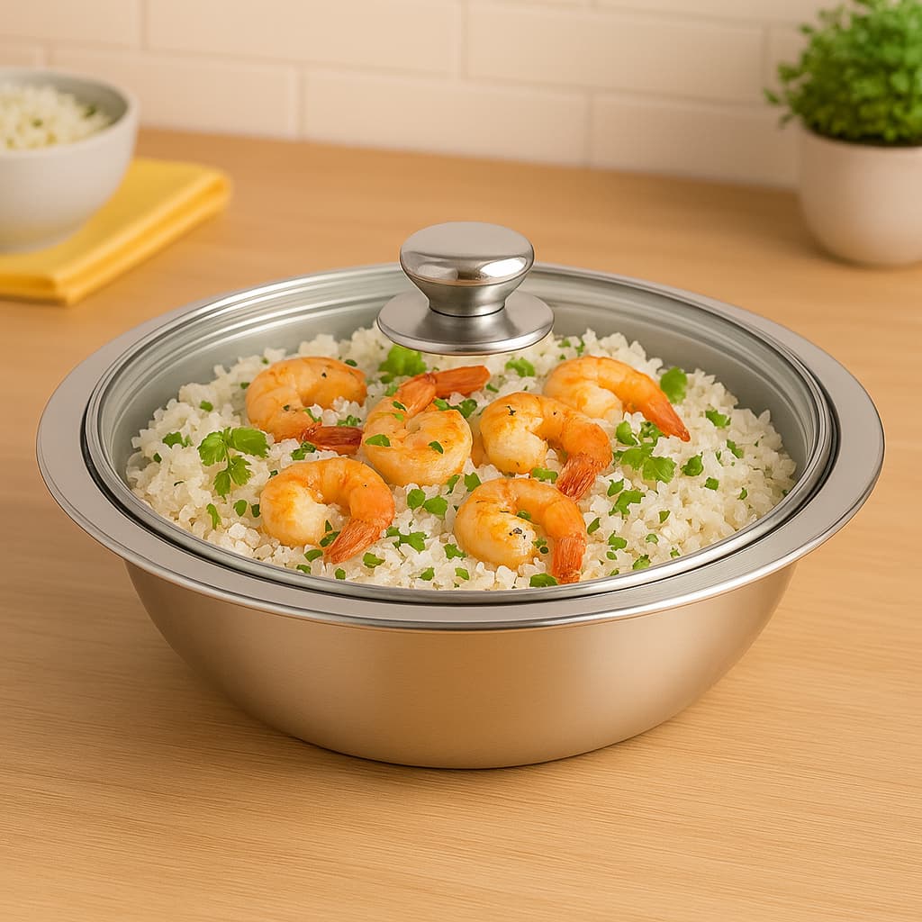 Saladeira Bowl Tigela Aço Inox Funda Multiuso Redonda Confeitaria  Vasilha Com Tampa de Vidro Bowls