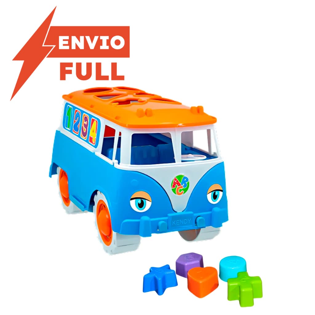 Kombi Brinquedo Educativo Menino - Pedagógico Infantil - Com 6 PÇ de Encaixar - INMETRO - QUEEN SHOP