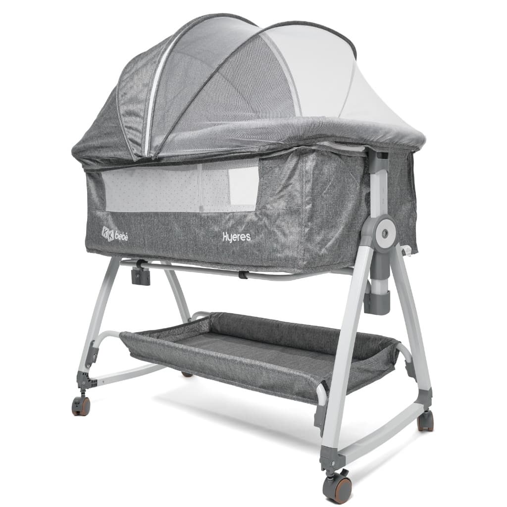 Berço Moises Portátil Lado Da Cama Com Abertura Lateral Ajuste De Altura Mosquiteiro Balanço Rodas Seguro Menino Menina