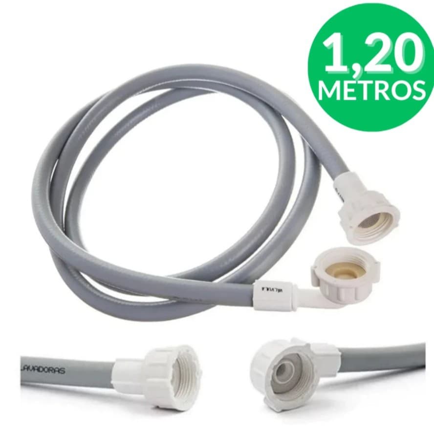 Mangueira Entrada Agua Máquina Lavar 1,20M Universal 1/2 Polegada, Brastemp, Eletrolux, Consul, LG 100257984