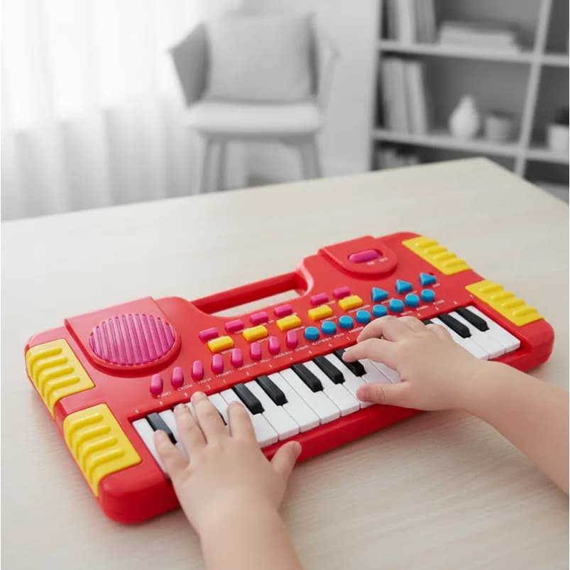 Teclado Piano Musical Com 8 Sons Grava Ritmos Diferentes E 31 Teclas Brinquedo Infantil Guedes