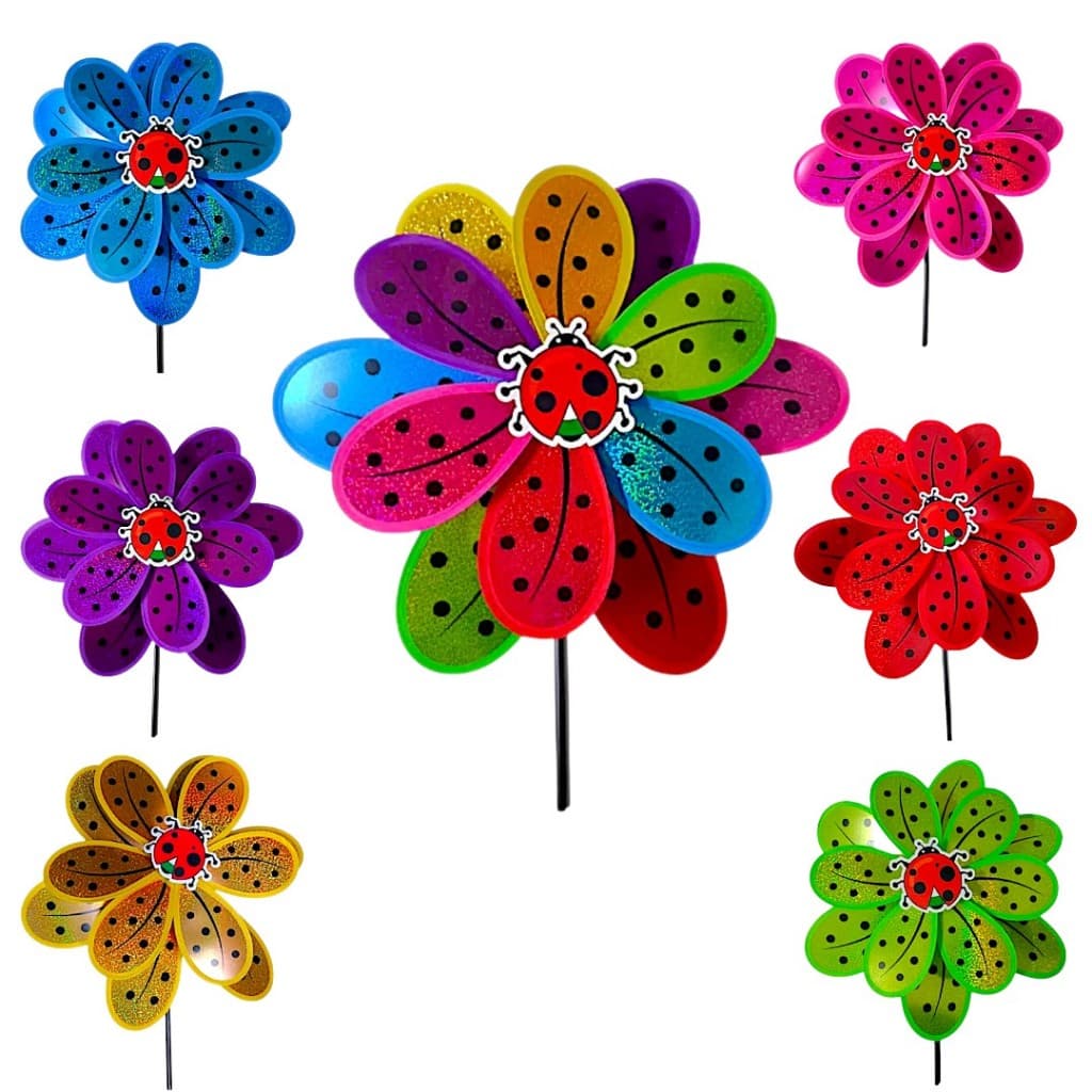 Catavento Joaninha Grande 75 cm Jardim 2 Camada Decoração