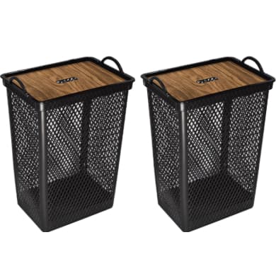 Super Kit Com 2 Cestos Telado Tampa Label Madeira 49L - TOY 25986